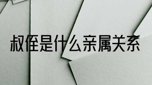 叔侄是什么亲属关系