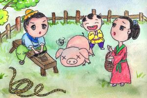 曾子杀猪的故事，曾子用实际行动来教育孩子要言而有信
