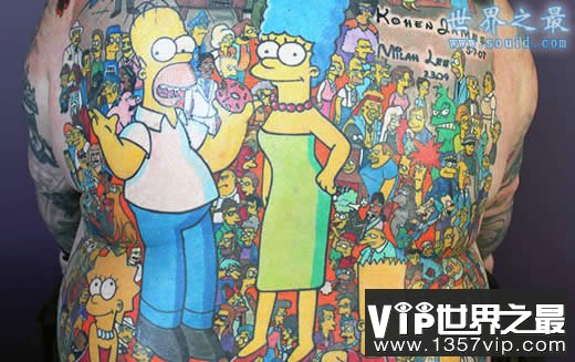世界上纹身角色最多的人，203个纹身角色(www.1357vip.com)