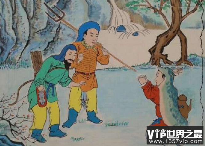 二十四孝之鹿乳奉亲的故事，郯子混入鹿群挤鹿乳奉亲(图3)