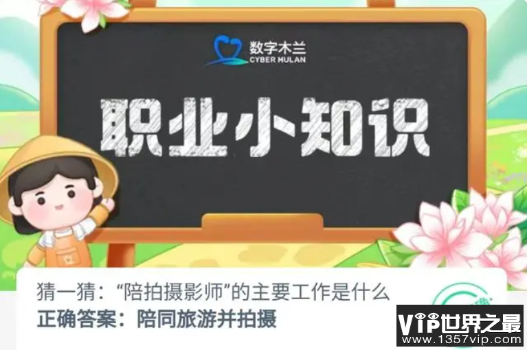 陪拍摄影师的主要工作是什么 蚂蚁新村11月11日答案